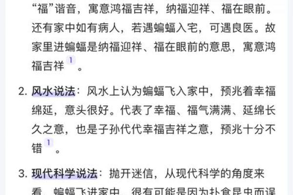 动物风水之家里飞进蝙蝠的解说