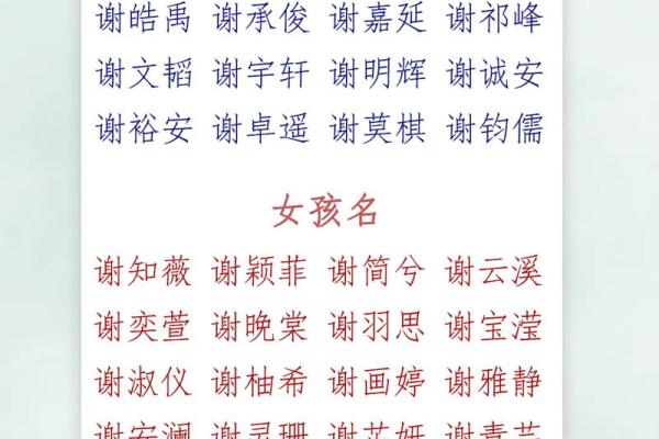 谢姓女孩名字大全-谢姓女孩起名字大全-谢姓名字大全姓名